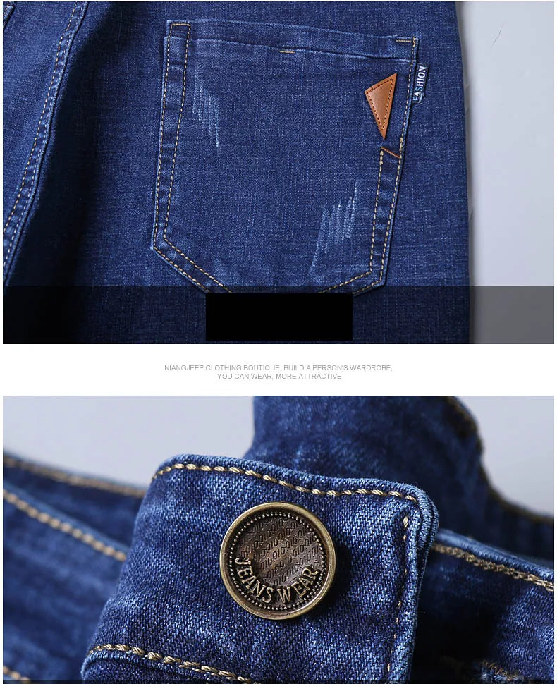 Men Fashion Straight Jeans Men 2024 New Stretch Slim Fit Pants Comfortable Soft Business Denim Trousers Male Brand Clothing