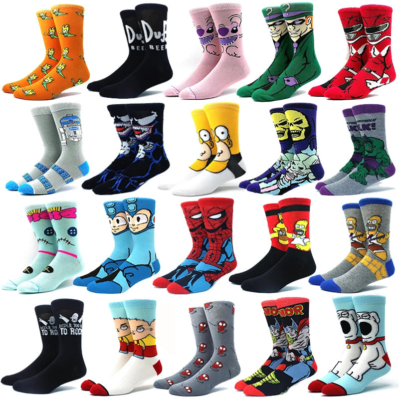 1 pair of new men's anime movie women's socks cotton stockings men's role-playing calf socks crew personality hip-hop fun socks