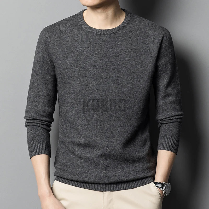 KUBRO Sweaters Men 2023 Autumn Winter New Warm Youth O-neck Men's Wool High Quality Fashion Casual Comfortable Pullover Male