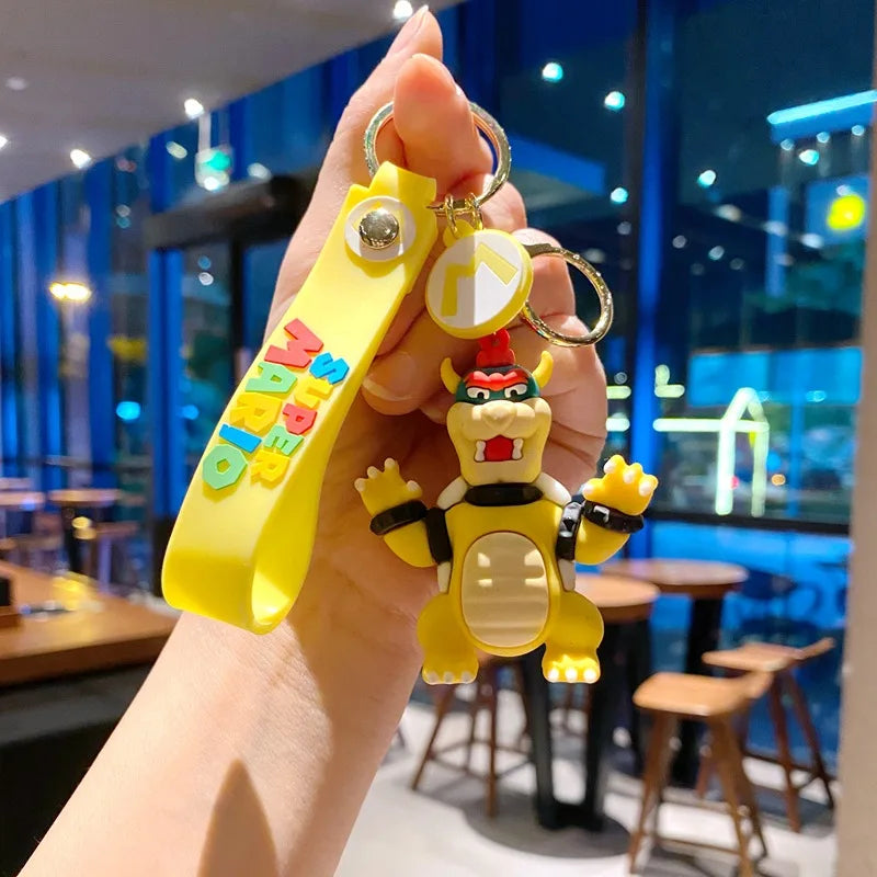 Super Mario Bros Game Stitch Disney Keychain wonder Action Figure Toy PVC Silicone Pendant Car Cartoon Bag Pendant Jewelry Gifts