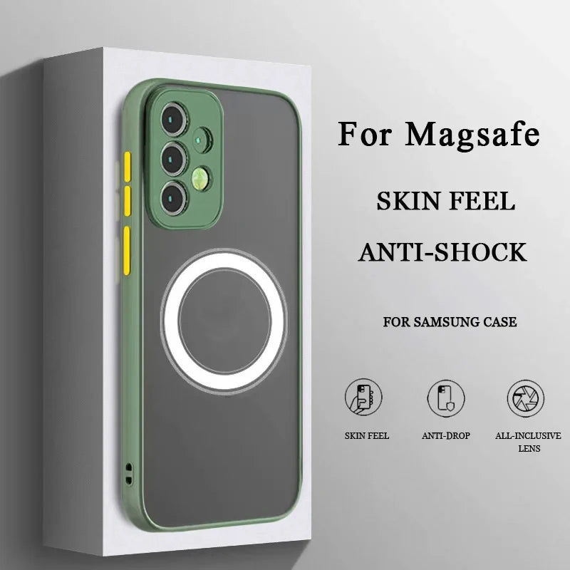 Luxury Matte Frosted For Magsafe Magnetic Wireless Charging Case For Samsung Galaxy S23 S22 S21 Ultra Plus Shockproof Hard Cover