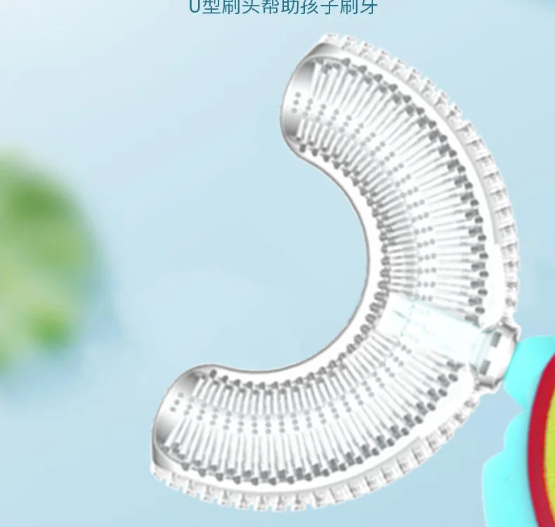 Children 360 Degree Doughnut Manual Toothbrush Kids Silicone U-shaped Tooth Brush Cartoon Gift For 2-6-12 Years Old