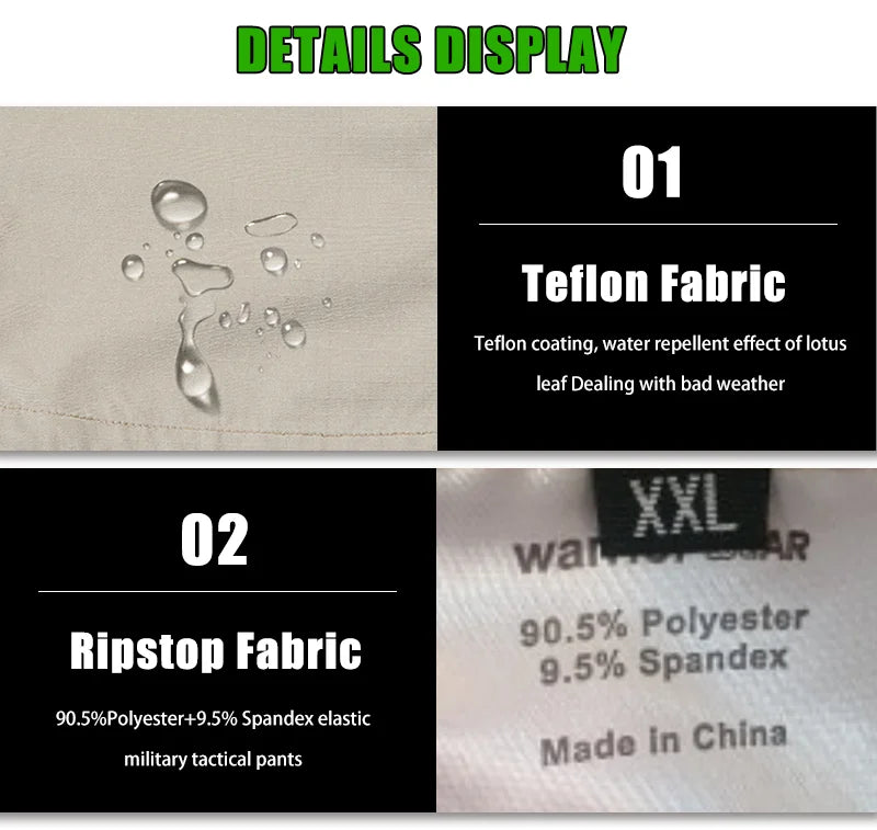 Men City Pants Cargo Trousers Multi-pocket Waterproof Wear-resistant Casual Training Overalls Fat Cargo Quick Dry Pants