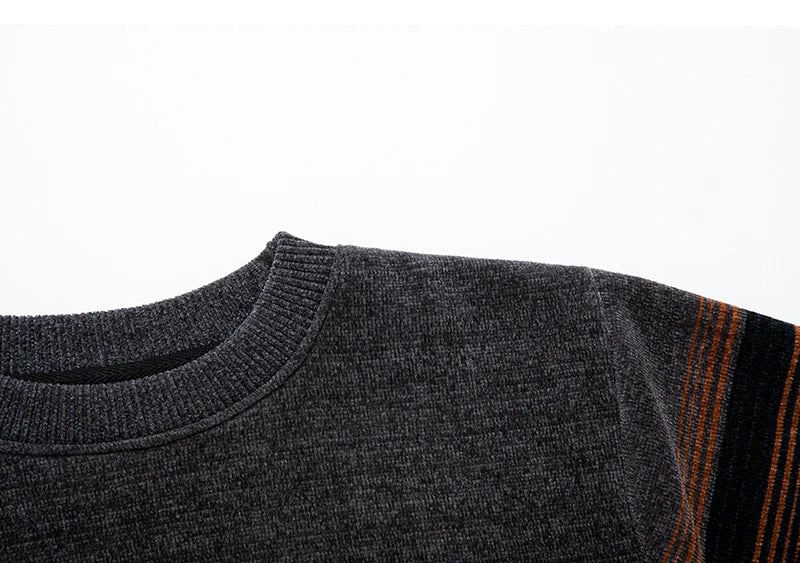 Autumn and winter new style men's casual knitted turtleneck sweater plus fleece close-fitting high-quality square collar jacket