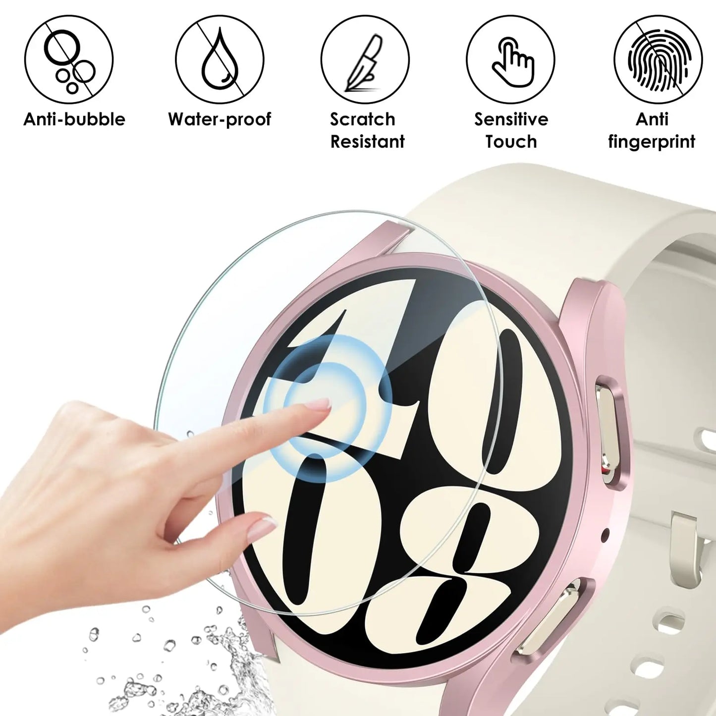 Glass+Case for Samsung Galaxy Watch 6 40mm 44mm,PC Matte Cover Protective Bumper Shell for Galaxy Watch 6 Classic 43mm 47mm