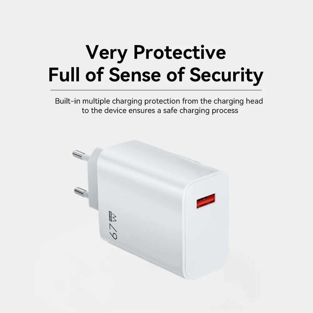67W GaN USB Charger Phone Charger Fast Charging Adapter For iPhone 15 14 13 12 Pro Samsung Huawei Xiaomi Mobile Phone Chargers