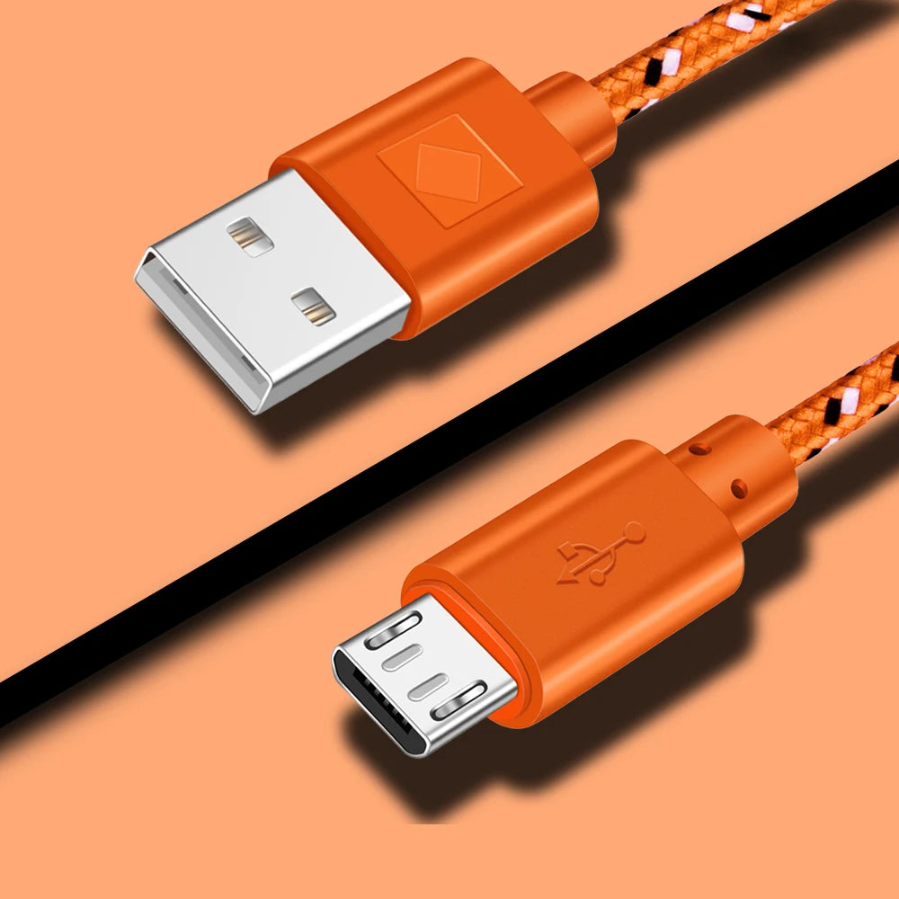 Nylon Micro USB Fast Charging Cable Date Transmission For Xiaomi Huawei 1m/2m/3m Mobile Phone Accessories Microusb Cord Cables