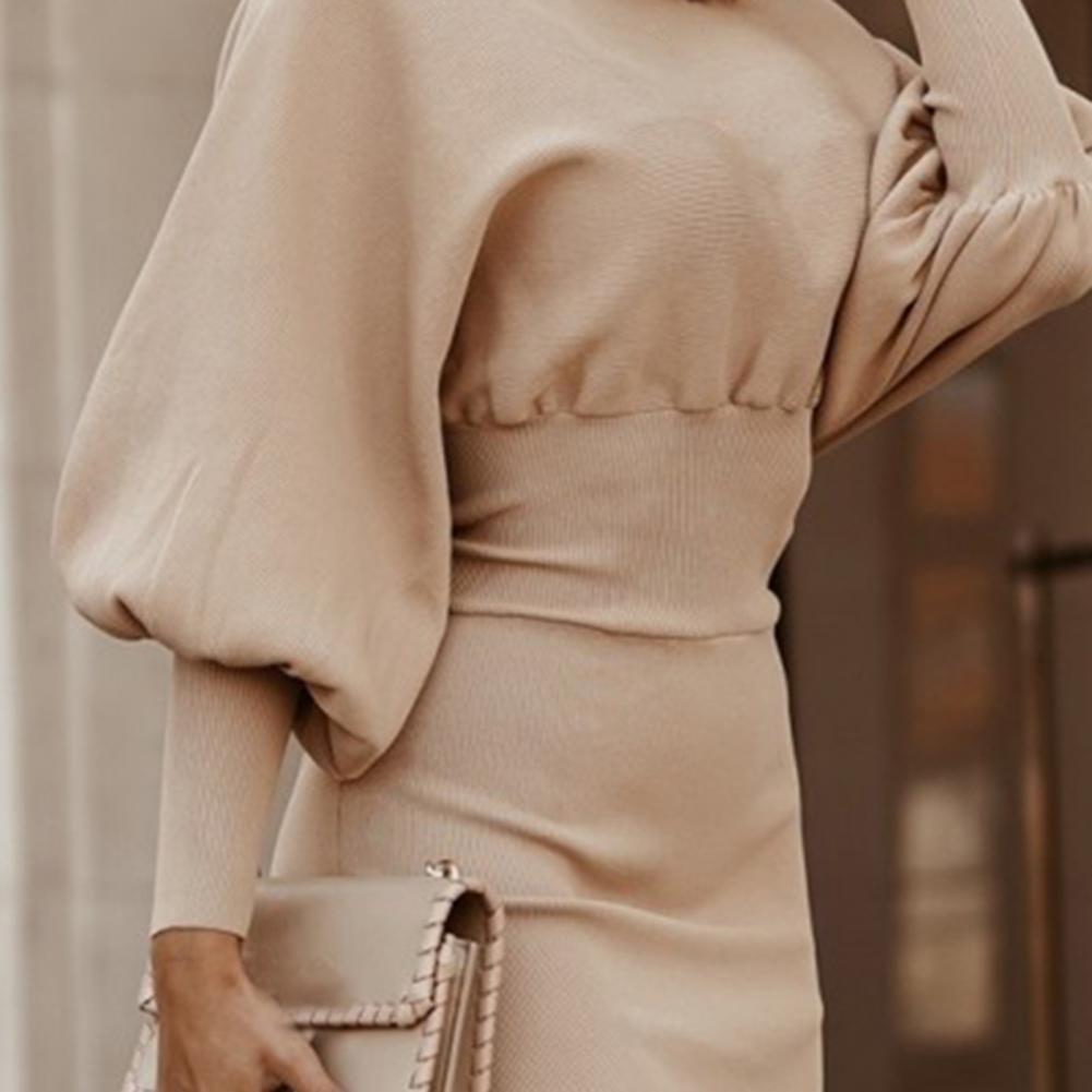 Trendy Winter Dress Elastic Breathable  Pullover Dress Women Warm Pullover Dress   for Office  Dress