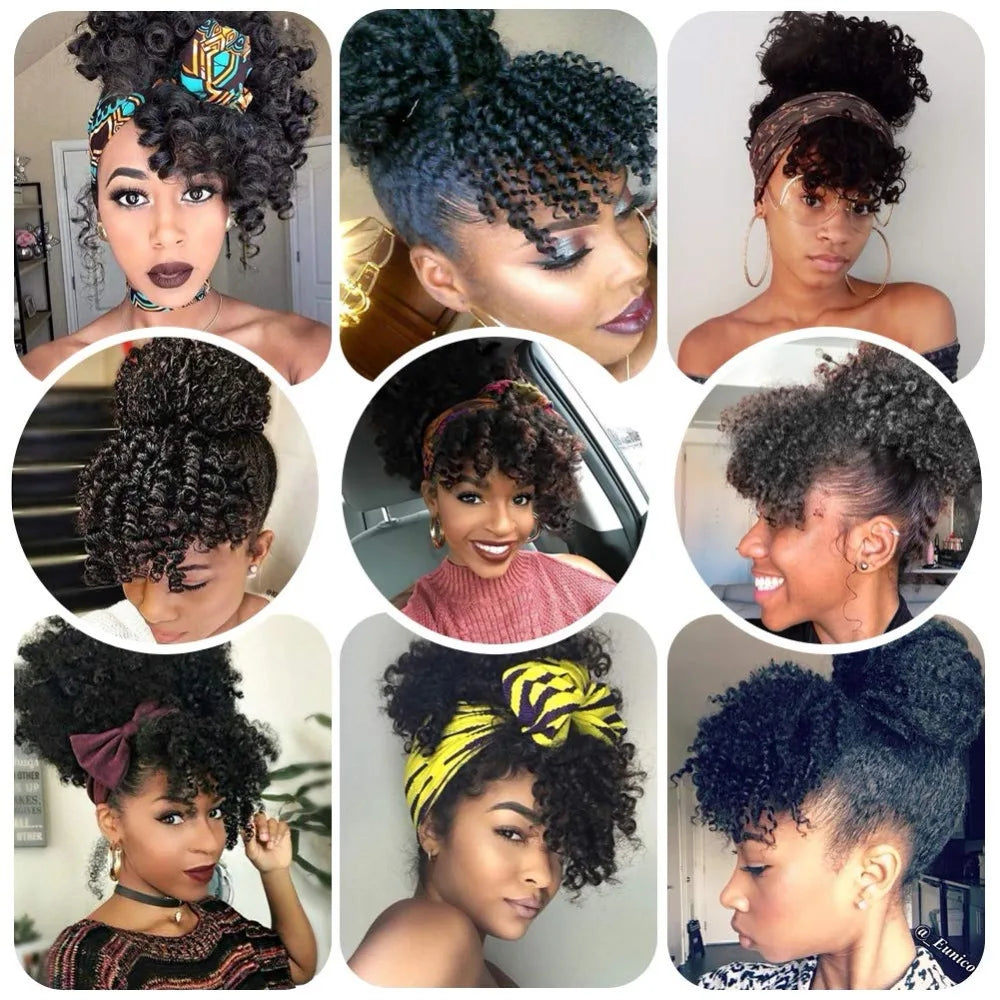 BUQI Fake Fringe Kinky Curly Clip in Bangs Wig False Natural Hair Bangs Synthetic Hair Pieces For Fashion Women