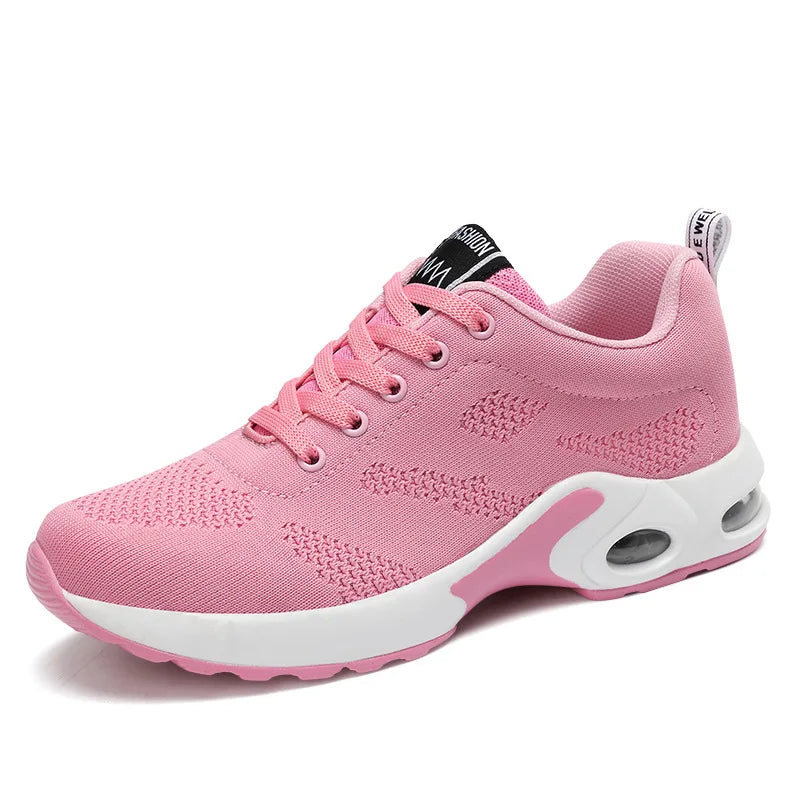 Fashion Women Lightweight Sneakers Running Shoes Outdoor Sports Shoes Breathable Mesh Comfort Running Shoes Air Cushion Lace Up
