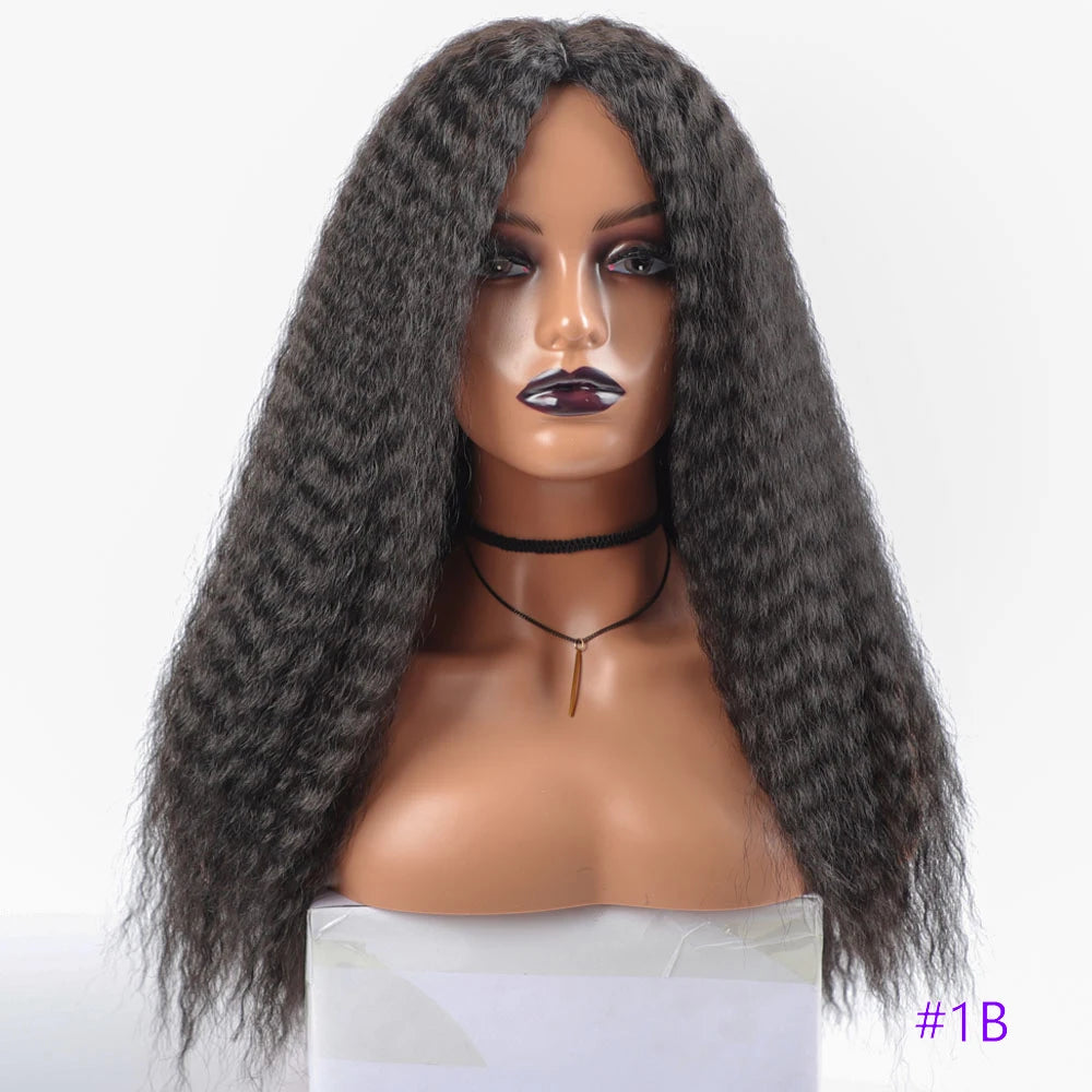 Long Puffy Kinky Curly Synthetic Wigs for Women Black Brown Color Synthetic Curly Hair Wigs Afro Kinky Curly Synthetic Hair Wigs