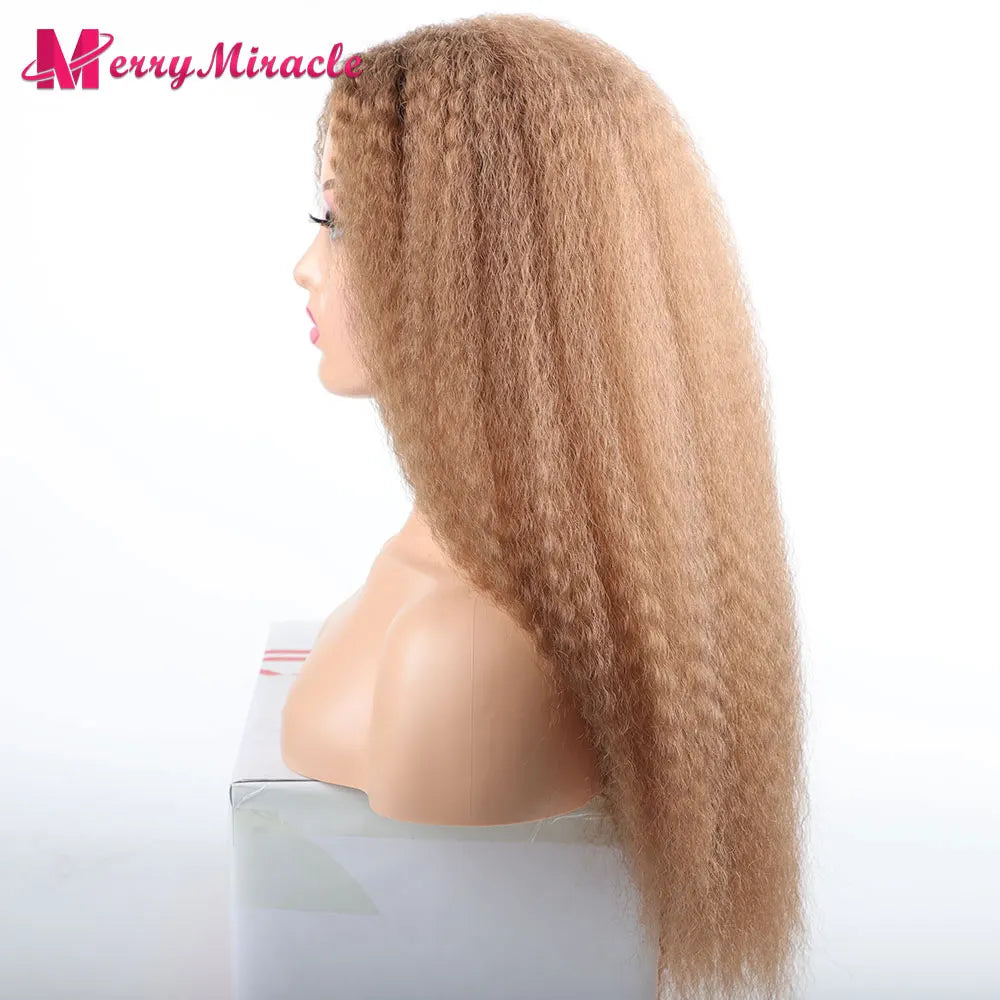 Long Kinky Curly Ombre Color Synthetic Wigs for Black Women Black Blonde Ginger White Hair Afro Kinky Curly Synthetic Hair Wigs