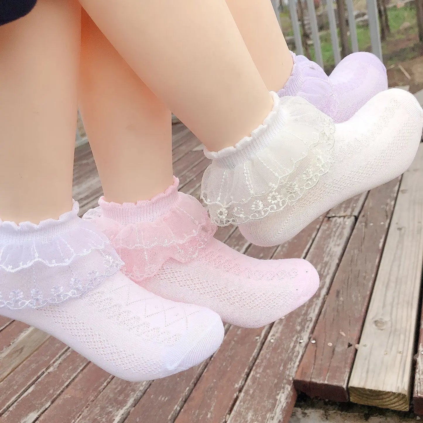 Spring Summer Breathable Cotton Lace Ruffle Princess Cute Thin Mesh Socks Children Ankle Short Sock Solid White Baby Girls Kids