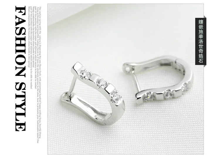 LByzHan Authentic 925 Sterling Silver Pendientes Earrings Harp Zircon Studs HorseShoe Earrings For Women Wedding Gift