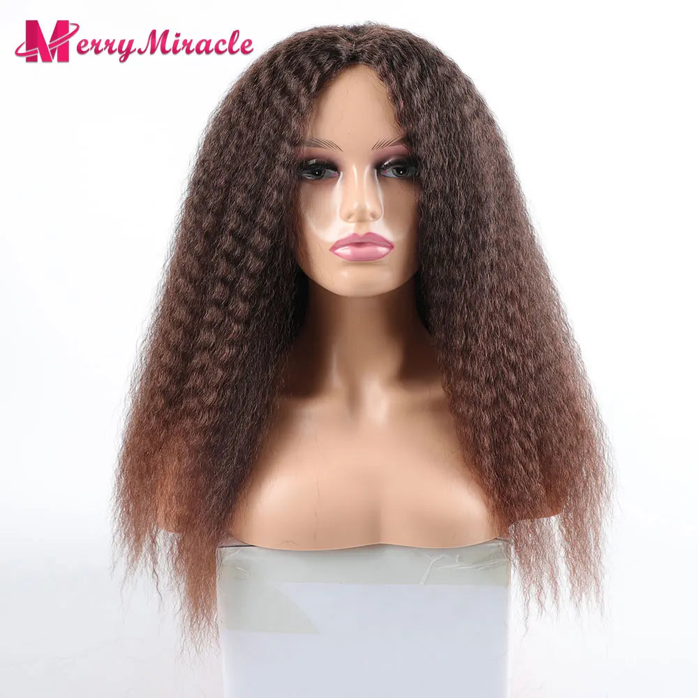 Long Kinky Curly Ombre Color Synthetic Wigs for Black Women Black Blonde Ginger White Hair Afro Kinky Curly Synthetic Hair Wigs
