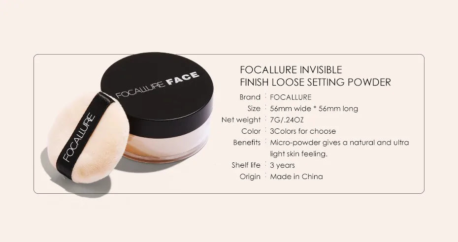 FOCALLURE Face Powder Waterproof Long-lasting 9 Colors Oil-control Matte Translucent Makeup Setting Powder Women Cosmetics