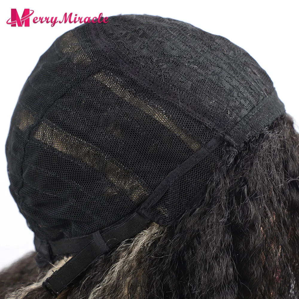 Long Kinky Curly Ombre Color Synthetic Wigs for Black Women Black Blonde Ginger White Hair Afro Kinky Curly Synthetic Hair Wigs