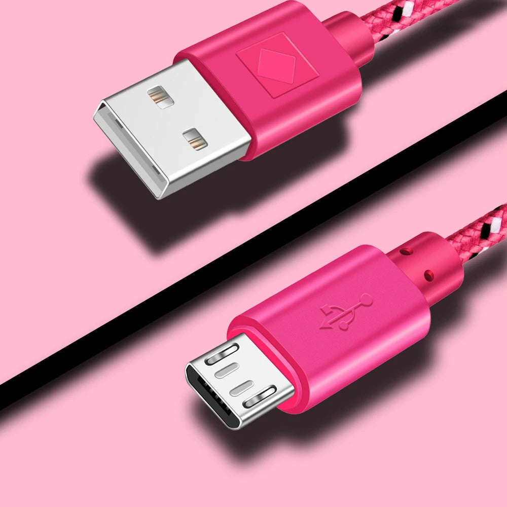 Nylon Micro USB Fast Charging Cable Date Transmission For Xiaomi Huawei 1m/2m/3m Mobile Phone Accessories Microusb Cord Cables