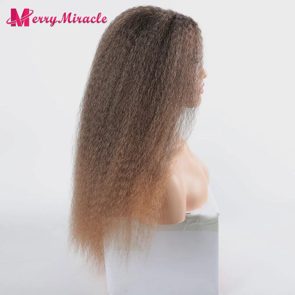 Long Kinky Curly Ombre Color Synthetic Wigs for Black Women Black Blonde Ginger White Hair Afro Kinky Curly Synthetic Hair Wigs