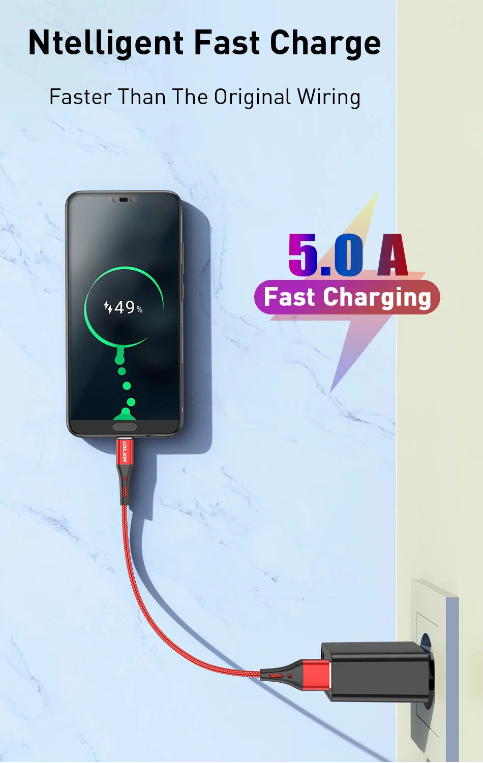 USLION 5A USB Type C Data Cable For Samsung S10 S20 Xiaomi Mi 11 Type C Cable USB C Charger Fast Charging Mobile Phone Chargers