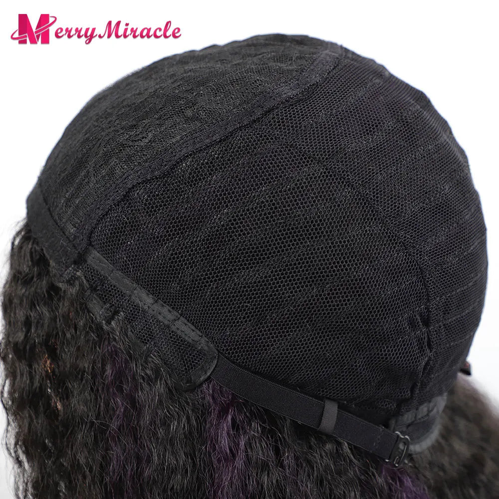 Long Kinky Curly Ombre Color Synthetic Wigs for Black Women Black Blonde Ginger White Hair Afro Kinky Curly Synthetic Hair Wigs