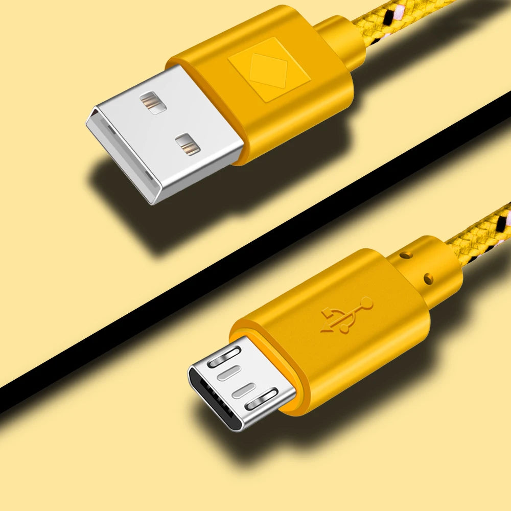 Nylon Micro USB Fast Charging Cable Date Transmission For Xiaomi Huawei 1m/2m/3m Mobile Phone Accessories Microusb Cord Cables