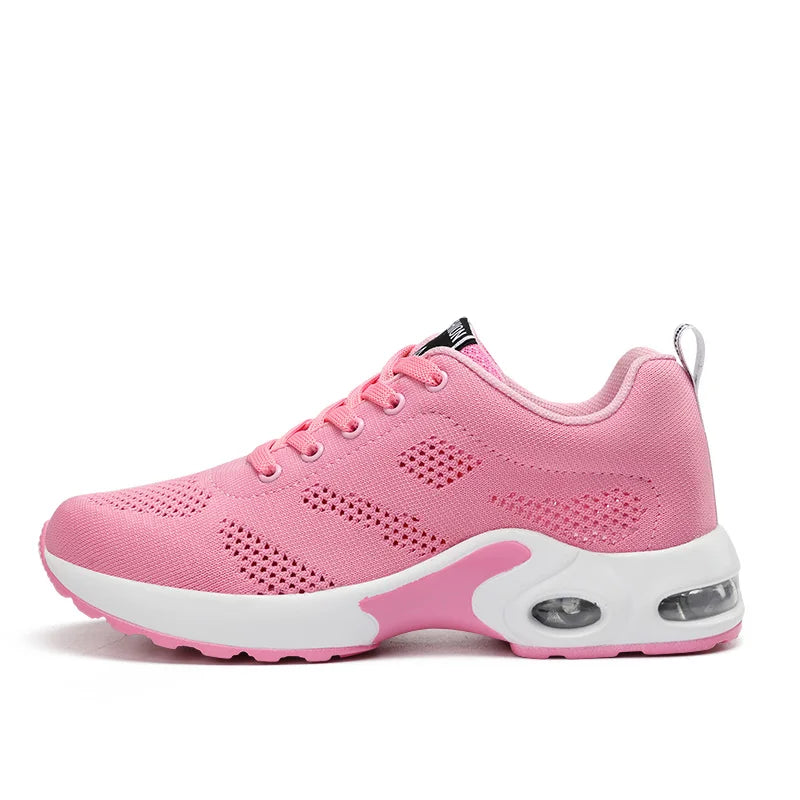 Fashion Women Lightweight Sneakers Running Shoes Outdoor Sports Shoes Breathable Mesh Comfort Running Shoes Air Cushion Lace Up