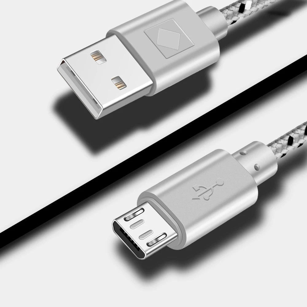 Nylon Micro USB Fast Charging Cable Date Transmission For Xiaomi Huawei 1m/2m/3m Mobile Phone Accessories Microusb Cord Cables
