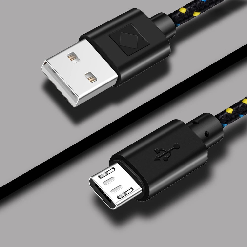 Nylon Micro USB Fast Charging Cable Date Transmission For Xiaomi Huawei 1m/2m/3m Mobile Phone Accessories Microusb Cord Cables