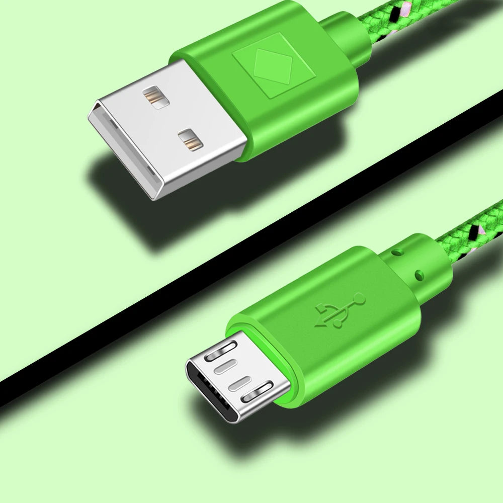 Nylon Micro USB Fast Charging Cable Date Transmission For Xiaomi Huawei 1m/2m/3m Mobile Phone Accessories Microusb Cord Cables