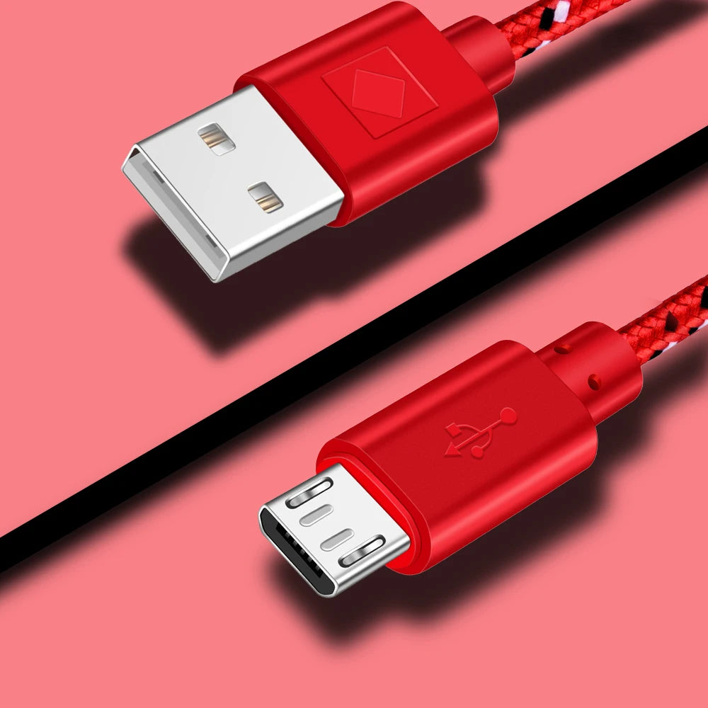 Nylon Micro USB Fast Charging Cable Date Transmission For Xiaomi Huawei 1m/2m/3m Mobile Phone Accessories Microusb Cord Cables
