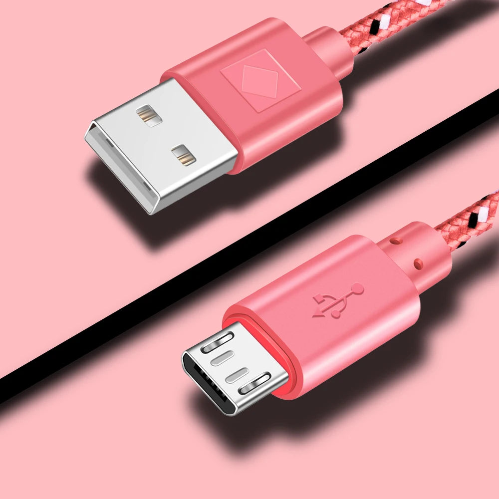 Nylon Micro USB Fast Charging Cable Date Transmission For Xiaomi Huawei 1m/2m/3m Mobile Phone Accessories Microusb Cord Cables