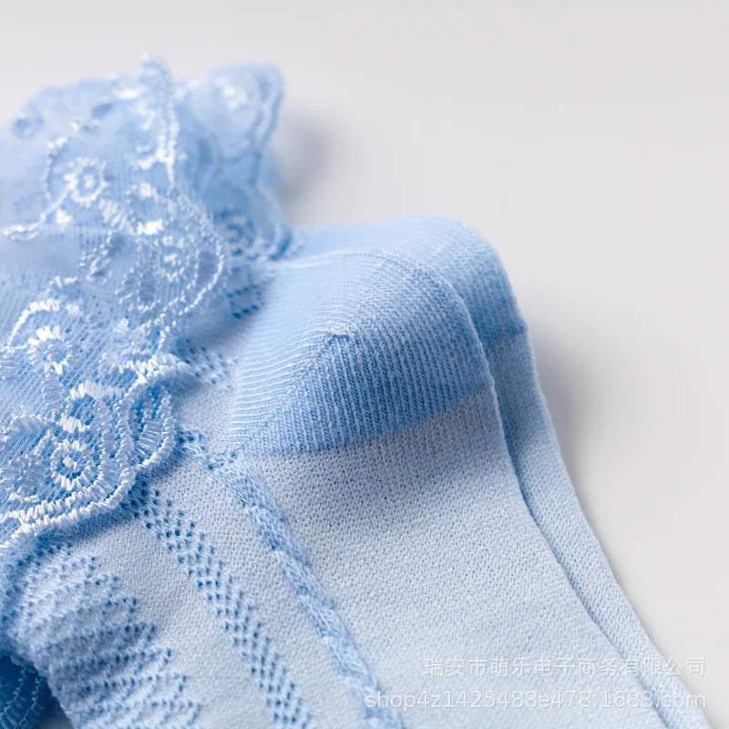 Spring Summer Breathable Cotton Lace Ruffle Princess Cute Thin Mesh Socks Children Ankle Short Sock Solid White Baby Girls Kids