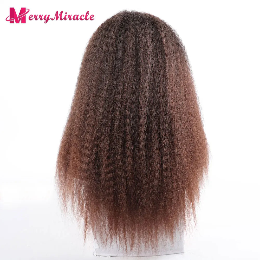 Long Kinky Curly Ombre Color Synthetic Wigs for Black Women Black Blonde Ginger White Hair Afro Kinky Curly Synthetic Hair Wigs