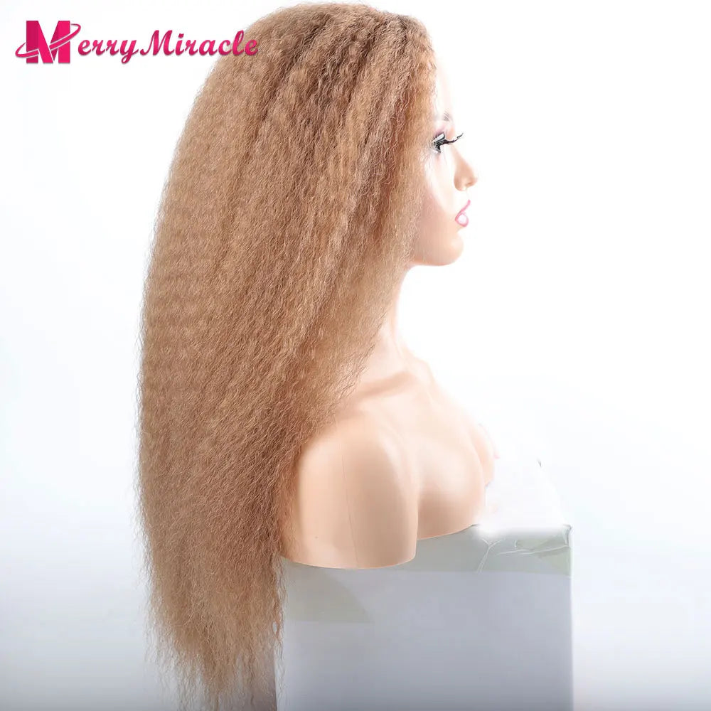 Long Kinky Curly Ombre Color Synthetic Wigs for Black Women Black Blonde Ginger White Hair Afro Kinky Curly Synthetic Hair Wigs