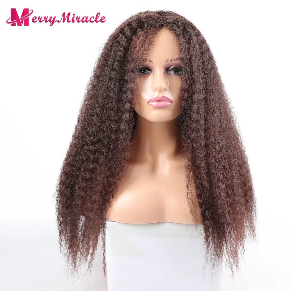 Long Kinky Curly Ombre Color Synthetic Wigs for Black Women Black Blonde Ginger White Hair Afro Kinky Curly Synthetic Hair Wigs