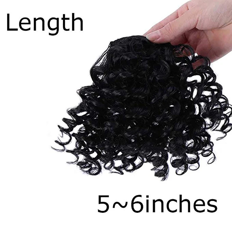BUQI Fake Fringe Kinky Curly Clip in Bangs Wig False Natural Hair Bangs Synthetic Hair Pieces For Fashion Women