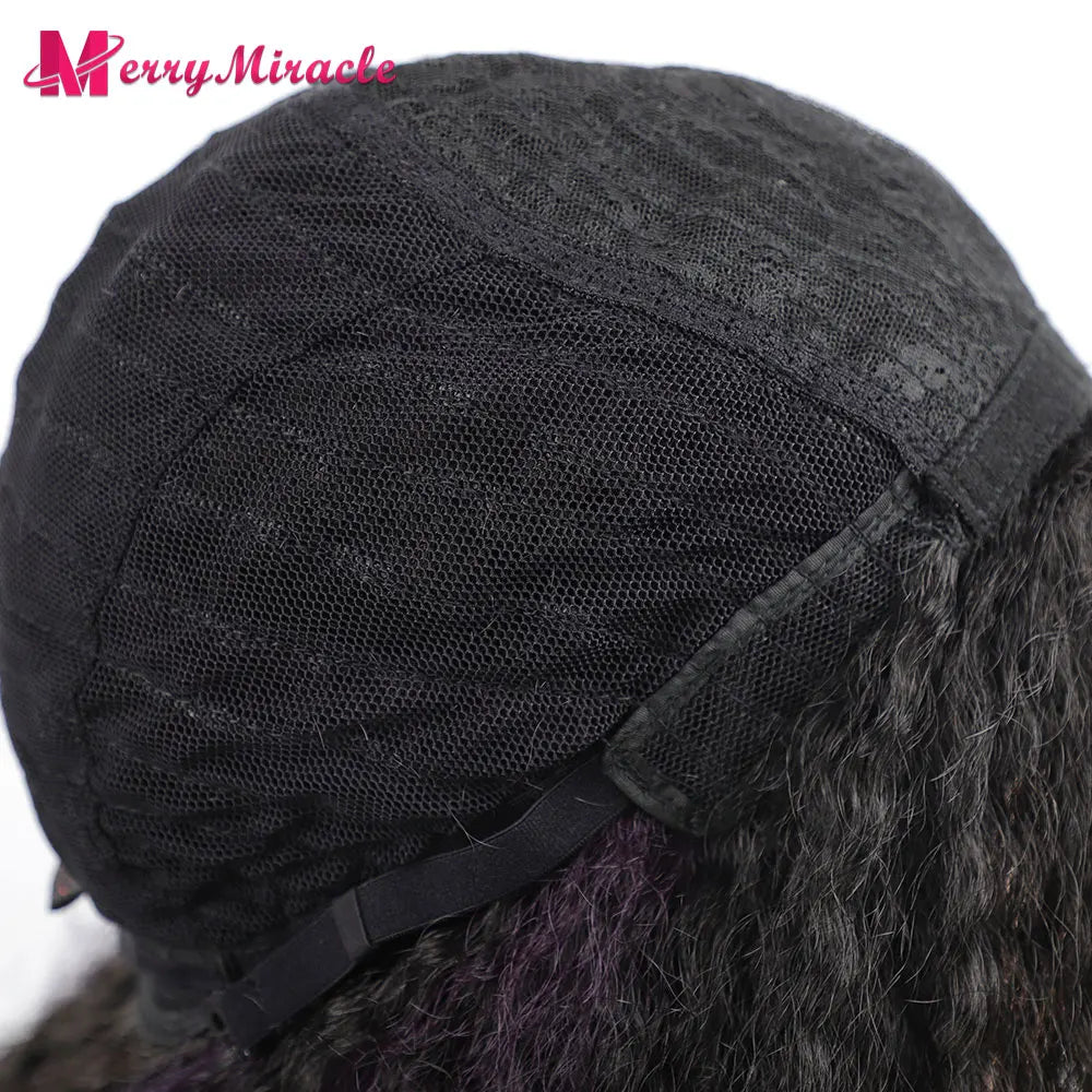 Long Kinky Curly Ombre Color Synthetic Wigs for Black Women Black Blonde Ginger White Hair Afro Kinky Curly Synthetic Hair Wigs
