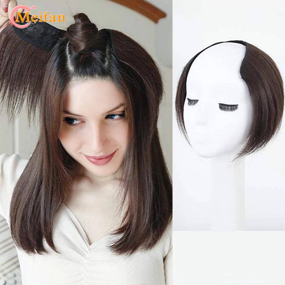 MEIFAN Synthetic Long Straight U-Shaped Half Wig Hair Clip in One-piece Hair Extension Invisible Natural Fake Hairpiece for Wome