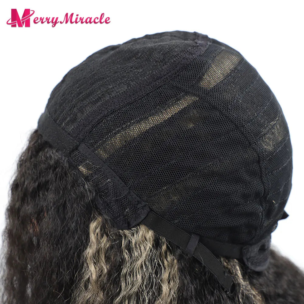Long Kinky Curly Ombre Color Synthetic Wigs for Black Women Black Blonde Ginger White Hair Afro Kinky Curly Synthetic Hair Wigs