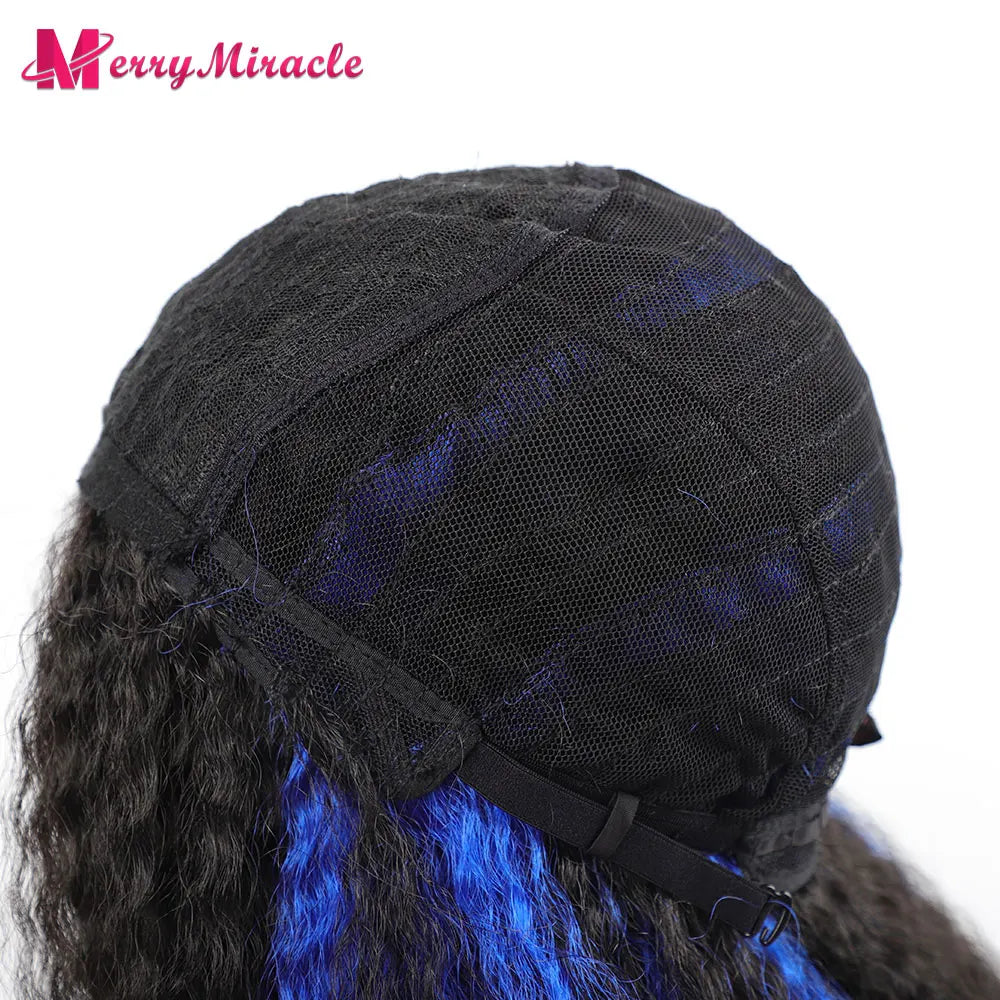 Long Kinky Curly Ombre Color Synthetic Wigs for Black Women Black Blonde Ginger White Hair Afro Kinky Curly Synthetic Hair Wigs