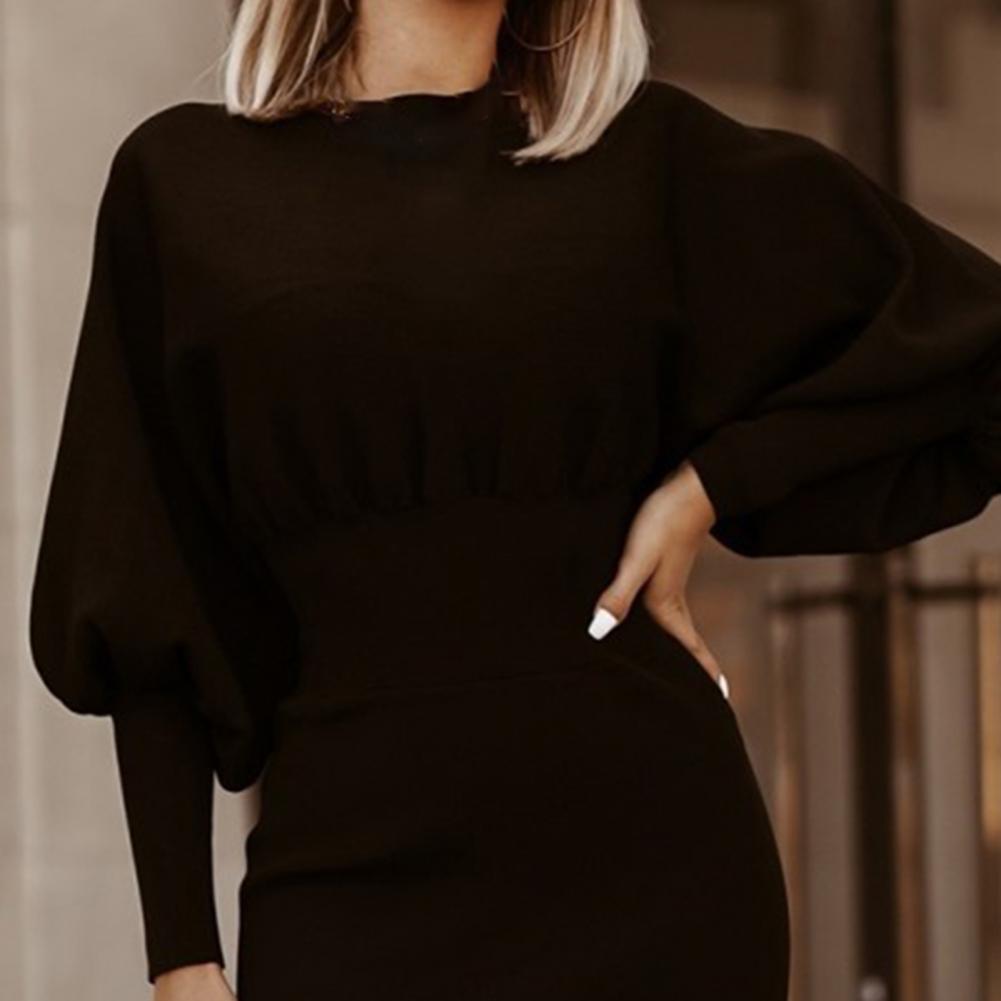 Trendy Winter Dress Elastic Breathable  Pullover Dress Women Warm Pullover Dress   for Office  Dress