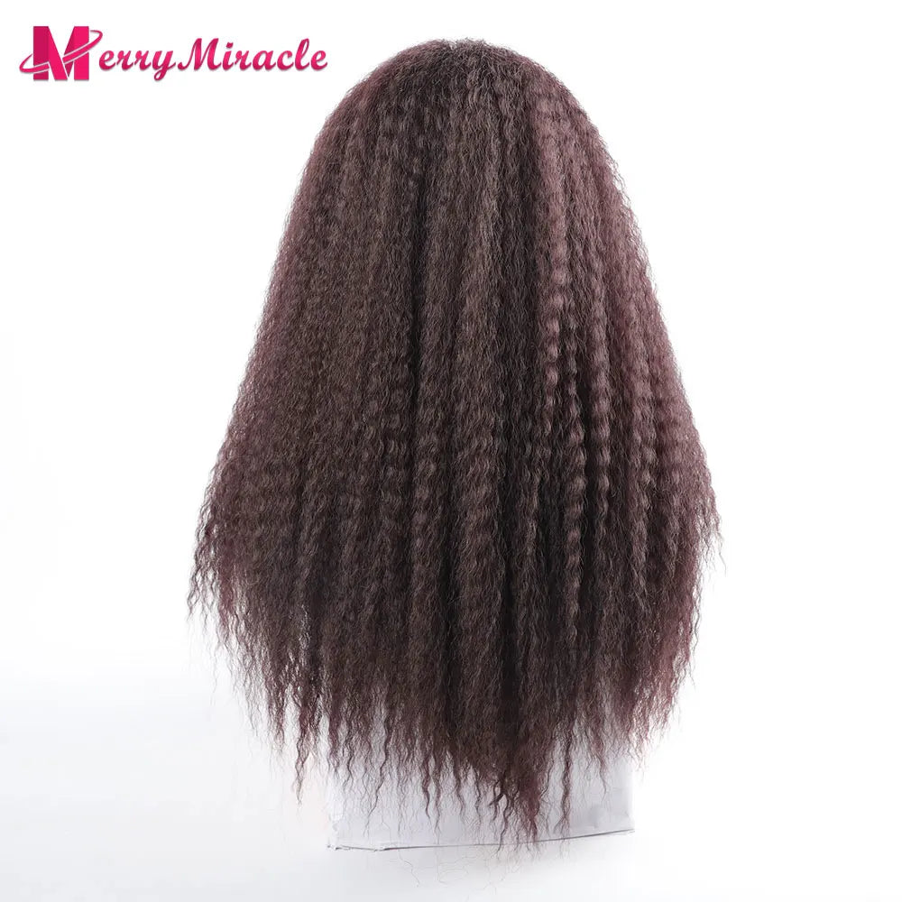 Long Kinky Curly Ombre Color Synthetic Wigs for Black Women Black Blonde Ginger White Hair Afro Kinky Curly Synthetic Hair Wigs