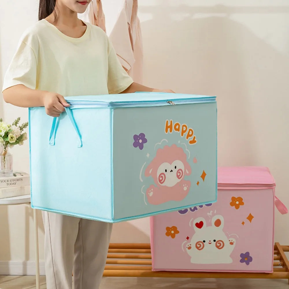 Cartoon Bear Storage Bag Zipper Large Capacity Clothes Quilt Storage Bag Moisture-Proof And Mildew Proof Moving And Sorting Bag