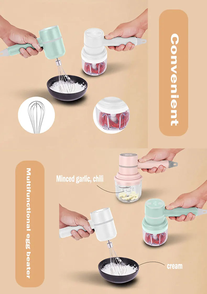 Wireless Portable Electric Food Mixer Hand Blender 3 Speeds High Power Dough Blender Egg Beater Baking Hand Mixer Kitchen Tools