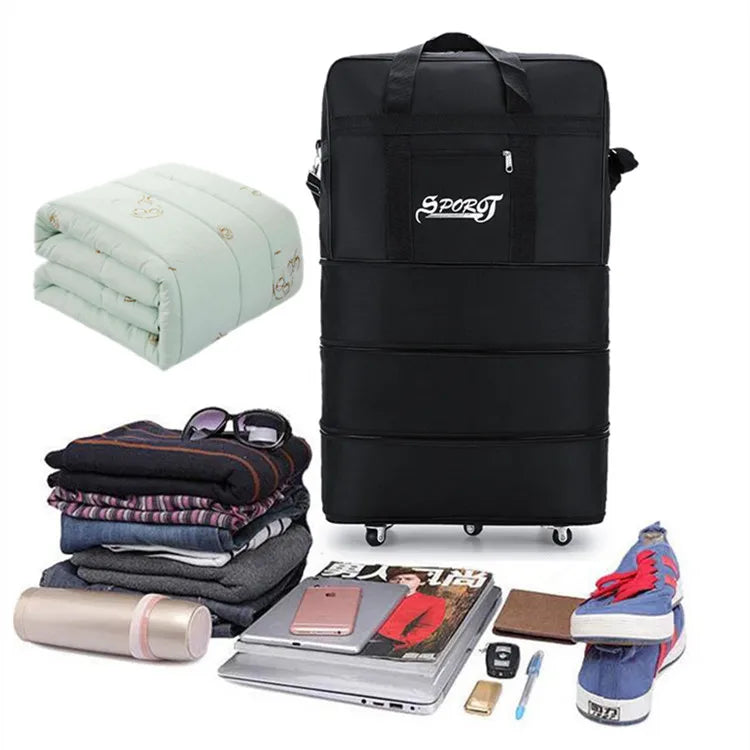 Foldable Luggage Bag  Airline Checked Bag Oxford Large Capacity Travel Universal Wheel Moving Storage Bag Rolling Packing Cubes