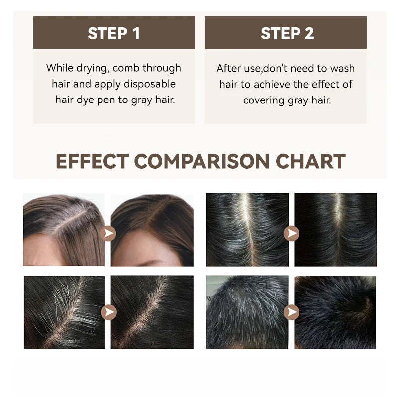 Instant One-time Hair Dye Pen To Cover White Hair, Lipstick Style Hair Dye, Black Temporary Hair Dye Hair Color Modify Cream 4g