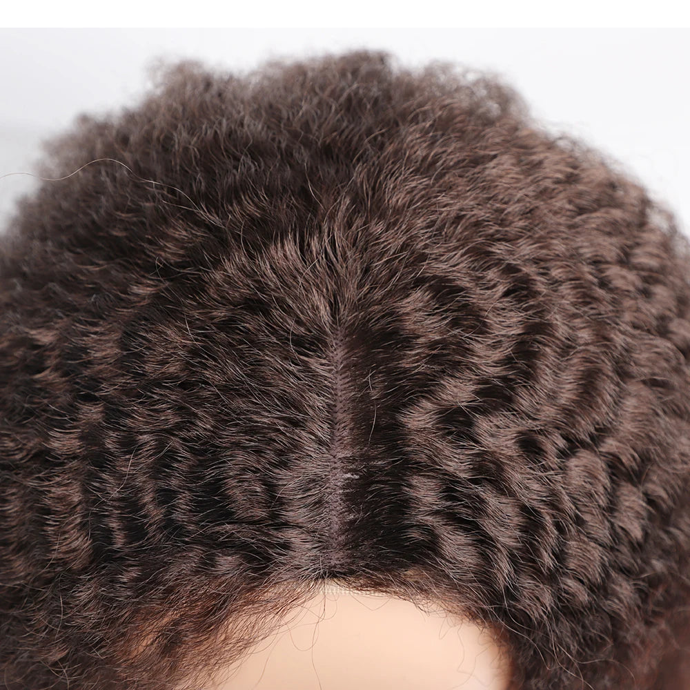 Long Puffy Kinky Curly Synthetic Wigs for Women Black Brown Color Synthetic Curly Hair Wigs Afro Kinky Curly Synthetic Hair Wigs
