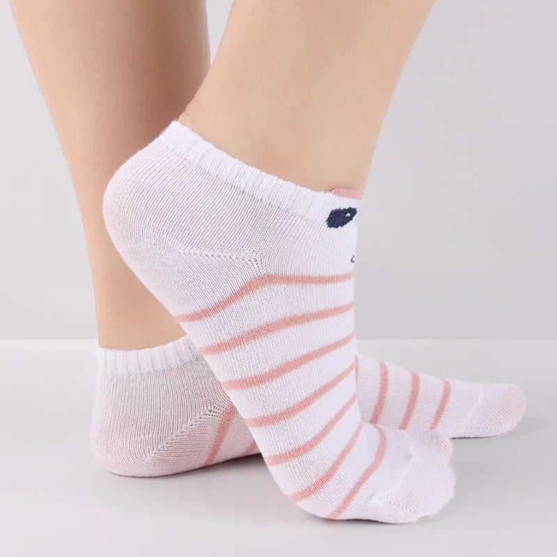 Cute Cat Boat Socks Summer Anti Slip Sweet Lovely Cartoon Animals Simple Short Sock Sweat-absorbing Breathable Elastic Hosiery