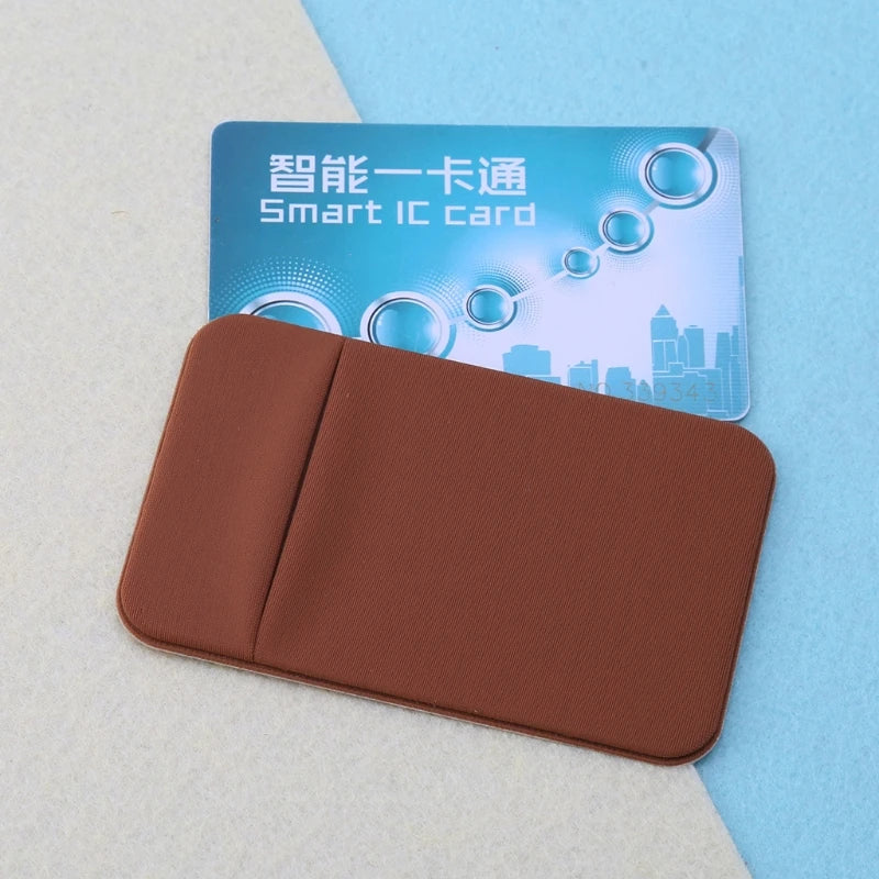 Credit Card Wallet Holder Pocket Stick-On Adhesive Elastic Tool